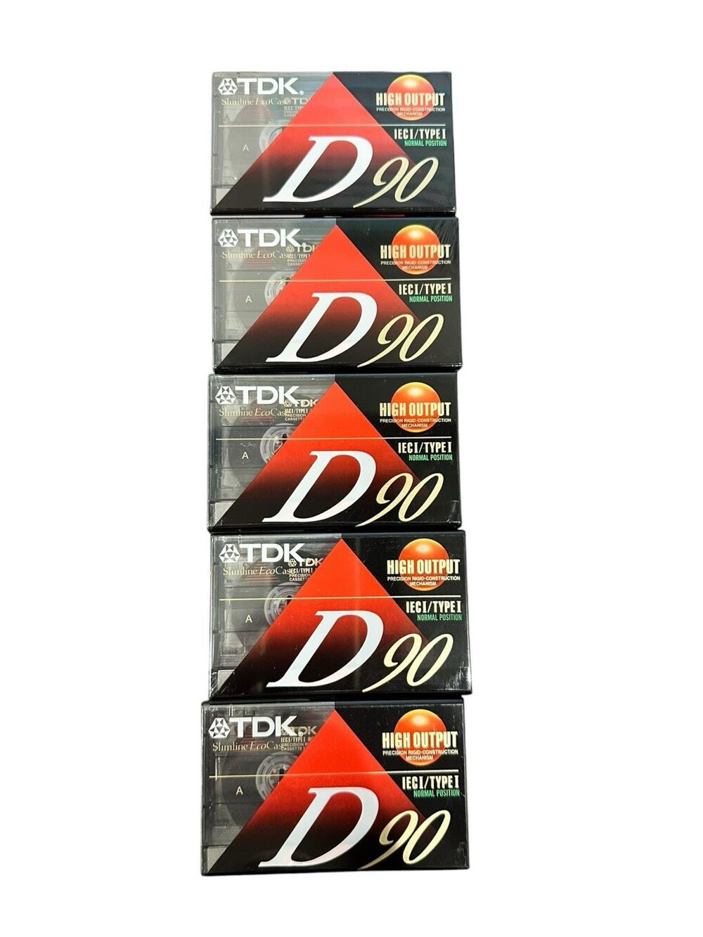 Lot Of 5 TDK D90 High Output Blank Audio Cassette Tapes IECI / TYPE I Normal Pos